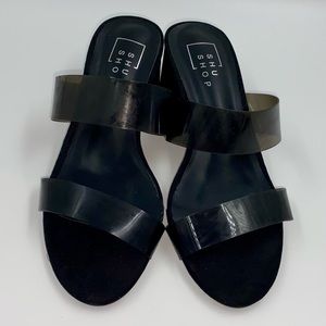 Shu Shop Heather style Heels Slides Shoes in Black/Clear